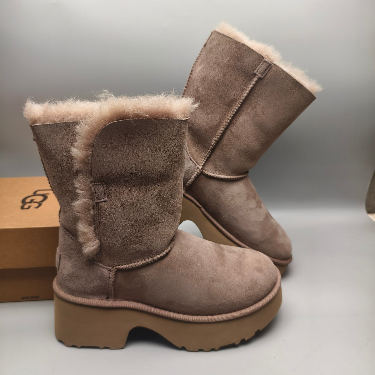 Women's Walnut Platform Wedge Mid-Calf Boots - 1533