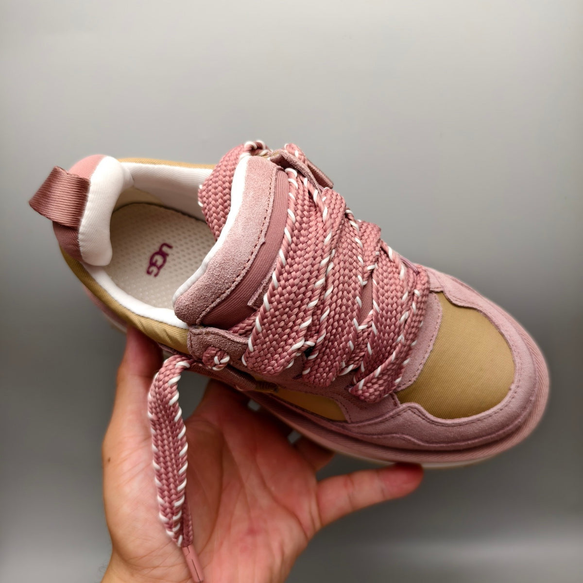 Pink Chunky Platform Lace-Up Sneakers - Style 1541
