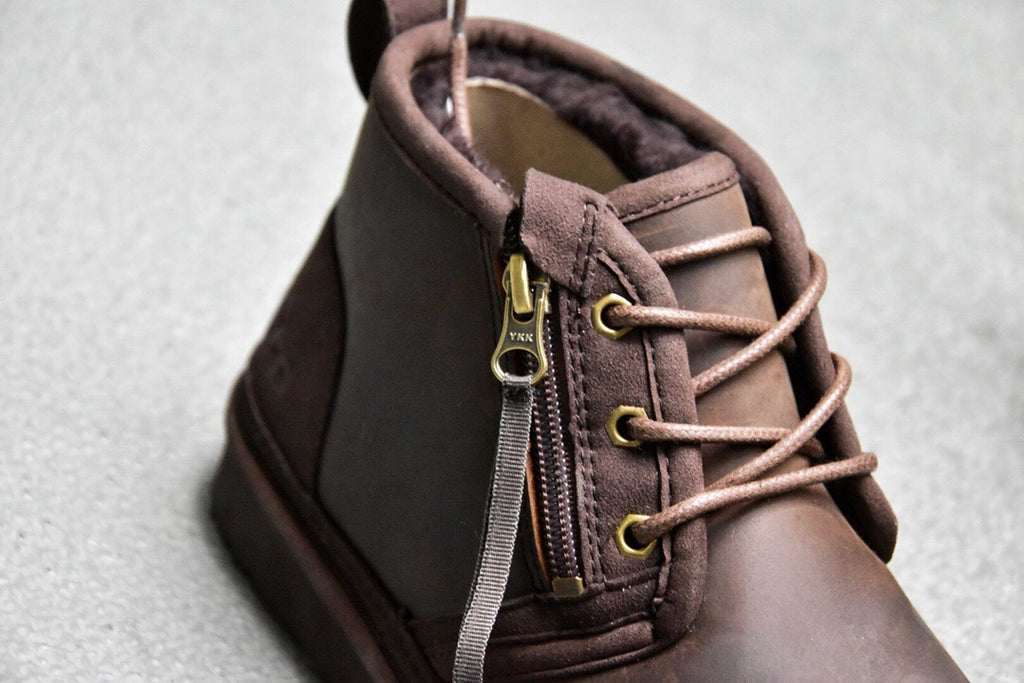 Men's Crazy Horse Leather Zip-Up Casual Shoes - Style 3883
