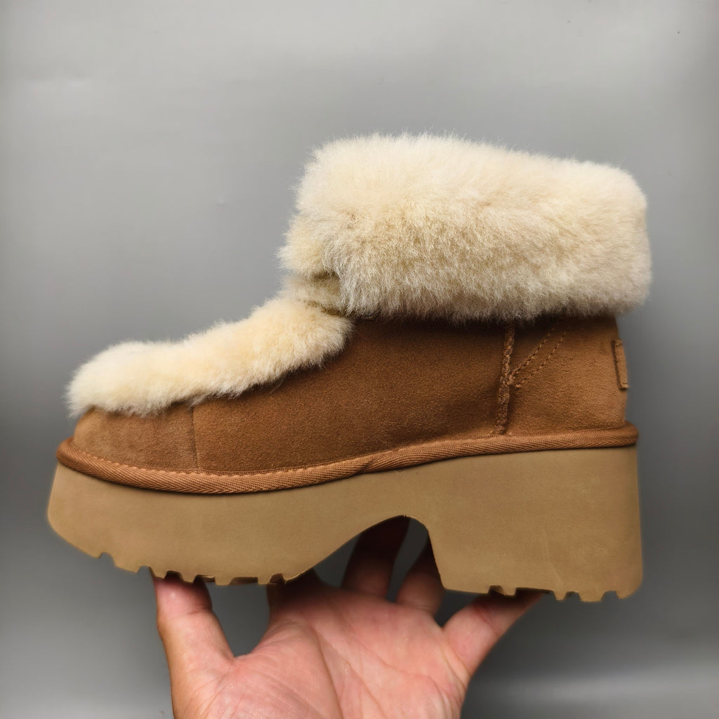 Esme Chestnut Lace-Up Wedge Ankle Boots - Style 1532