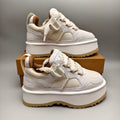 White Chunky Platform Lace-Up Sneakers - Style 1541