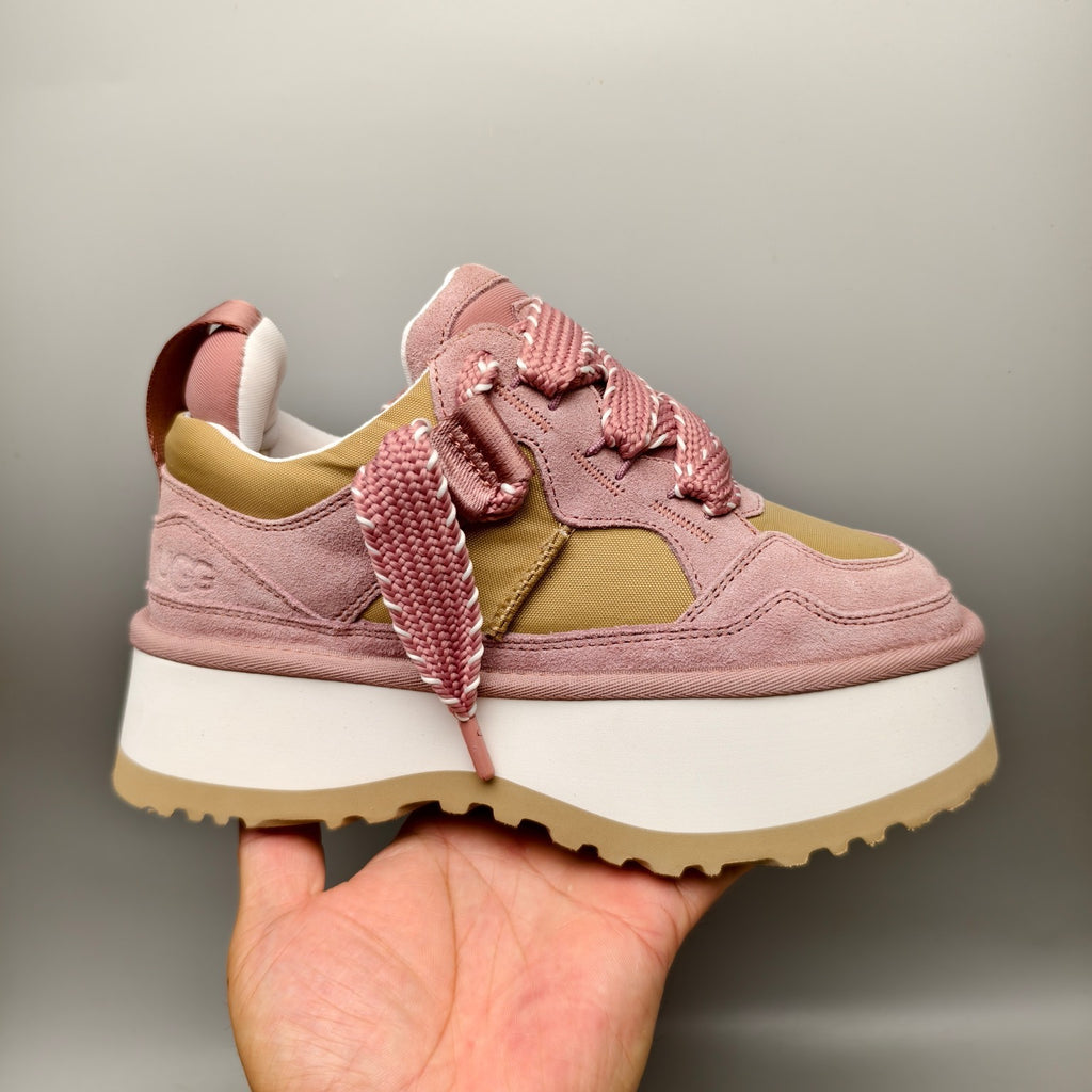 Pink Chunky Platform Lace-Up Sneakers - Style 1541