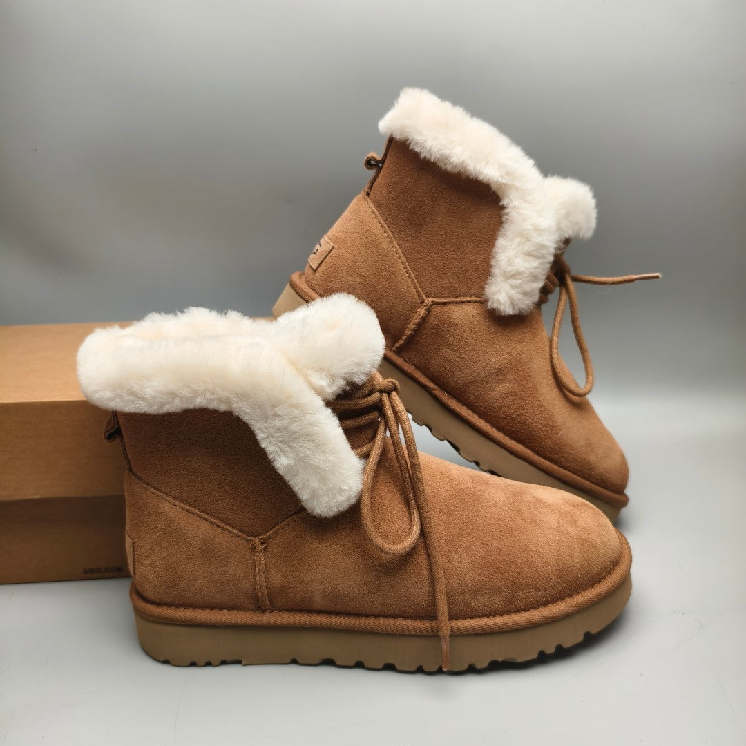 Chestnut Lace-Up Mid-Calf Casual Boots - Style 4576