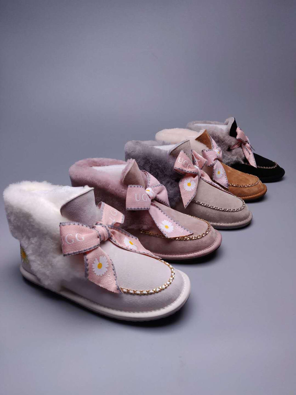Mu Pink Daisy, Chain & Ribbon Detail Shoes - Style 7888
