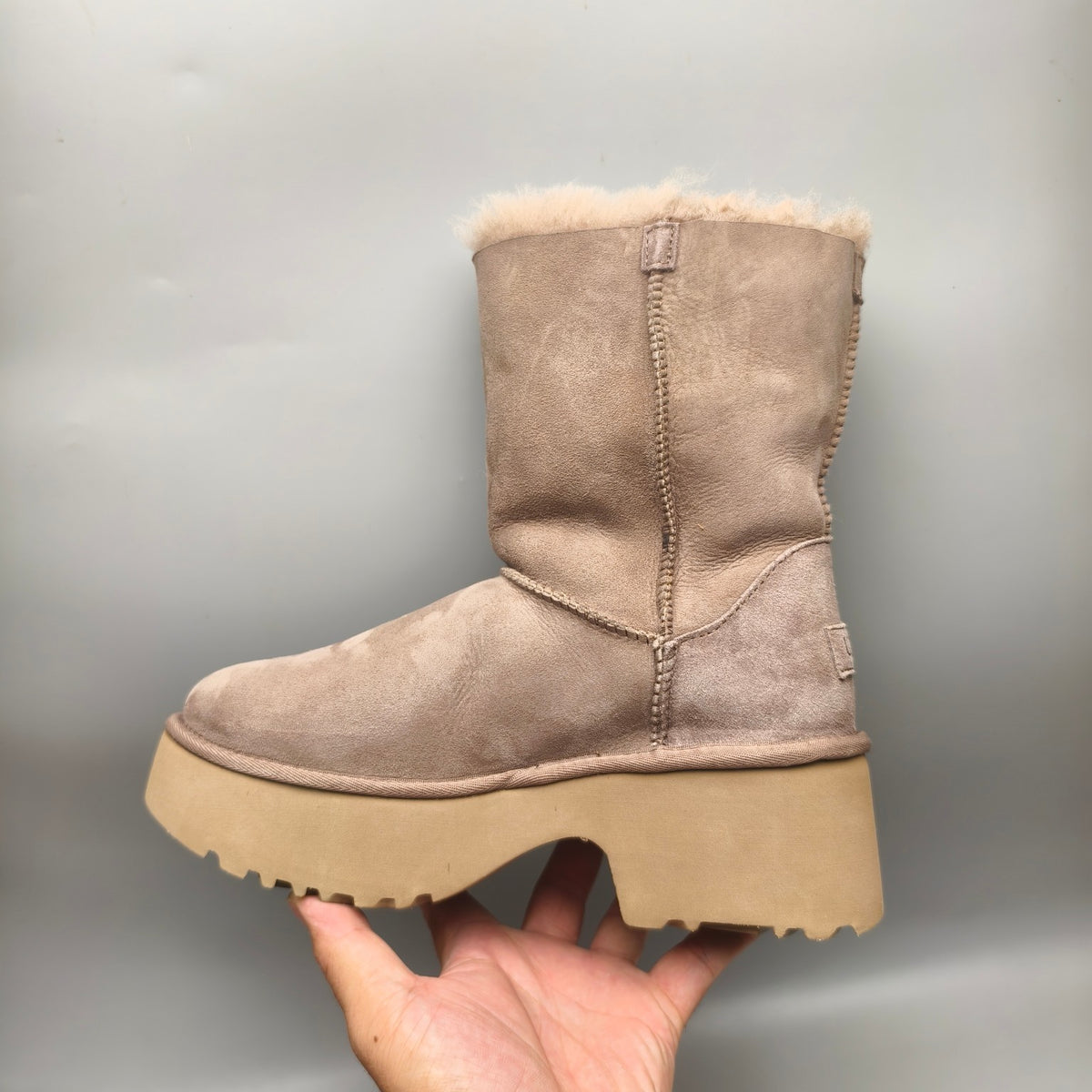 Women's Walnut Platform Wedge Mid-Calf Boots - 1533