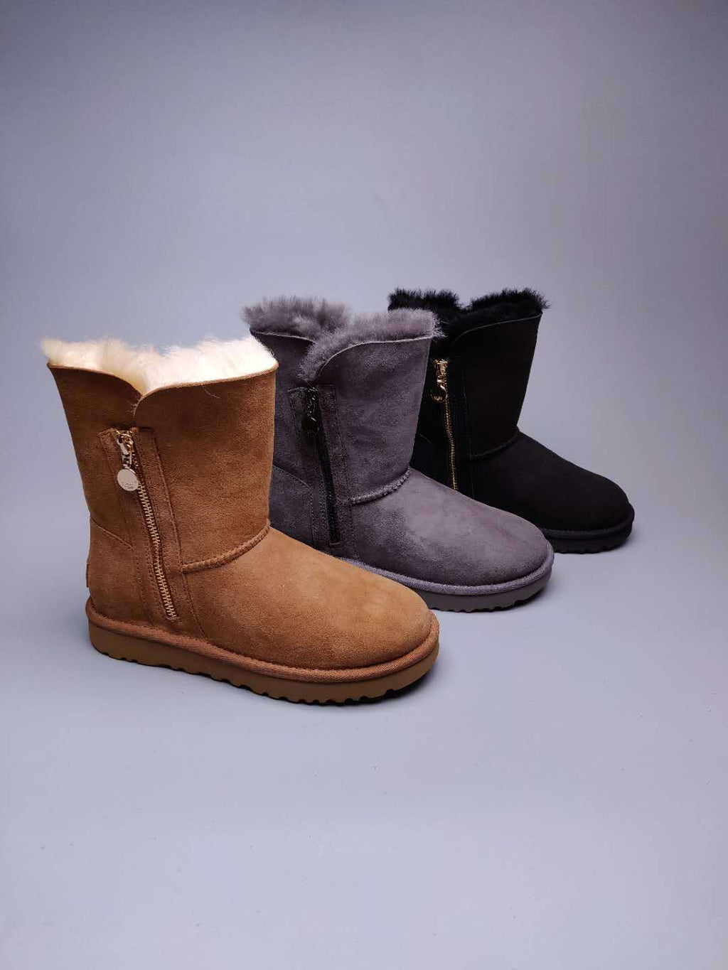 Black Side-Zip Mid-Calf Boots - Style 2480