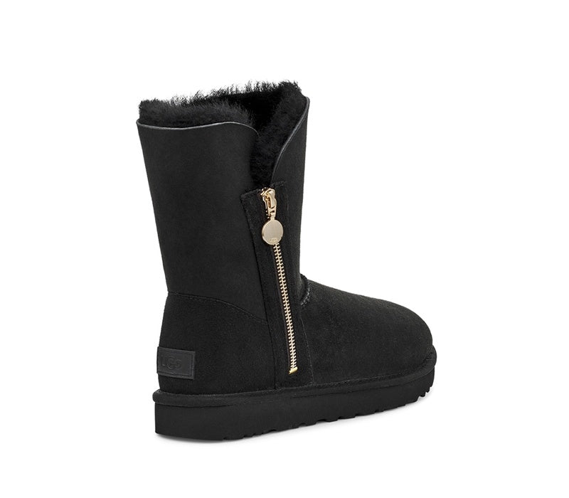 Black Side-Zip Mid-Calf Boots - Style 2480