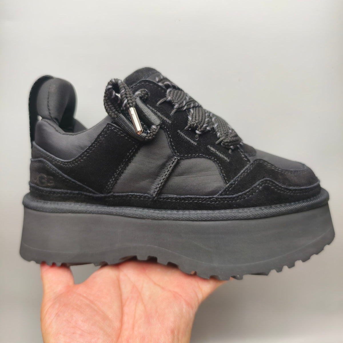 Black Chunky Platform Lace-Up Sneakers - Style 1541