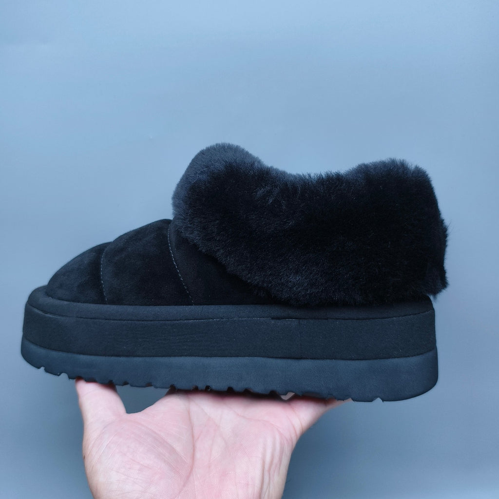 Black Platform Slip-On Casual Shoes - Style 6390