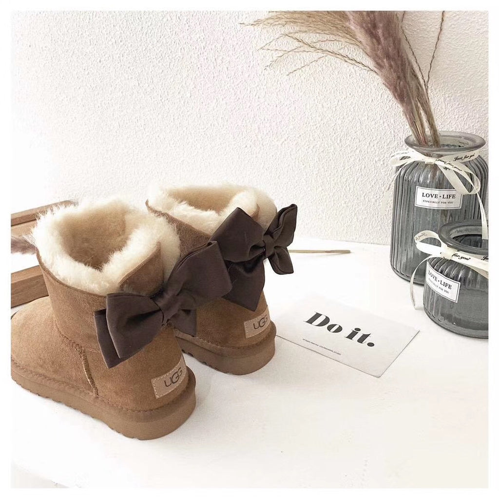 Chestnut Bow-Detail Ankle Boots - Style 3130