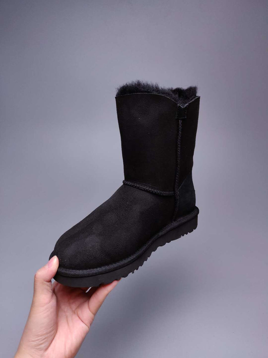 Black Side-Zip Mid-Calf Boots - Style 2480