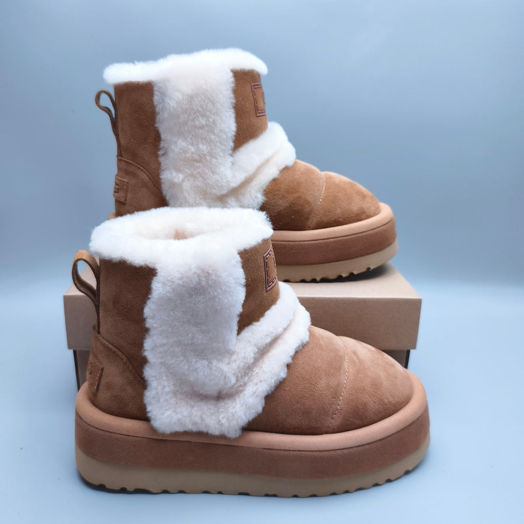 Chestnut Chunky Platform Mid-Top Casual Shoes - Style 3316