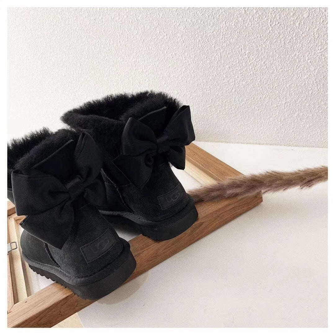 Black Bow-Detail Ankle Boots - Style 3130