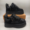 Black Chunky Platform Lace-Up Sneakers - Style 1541