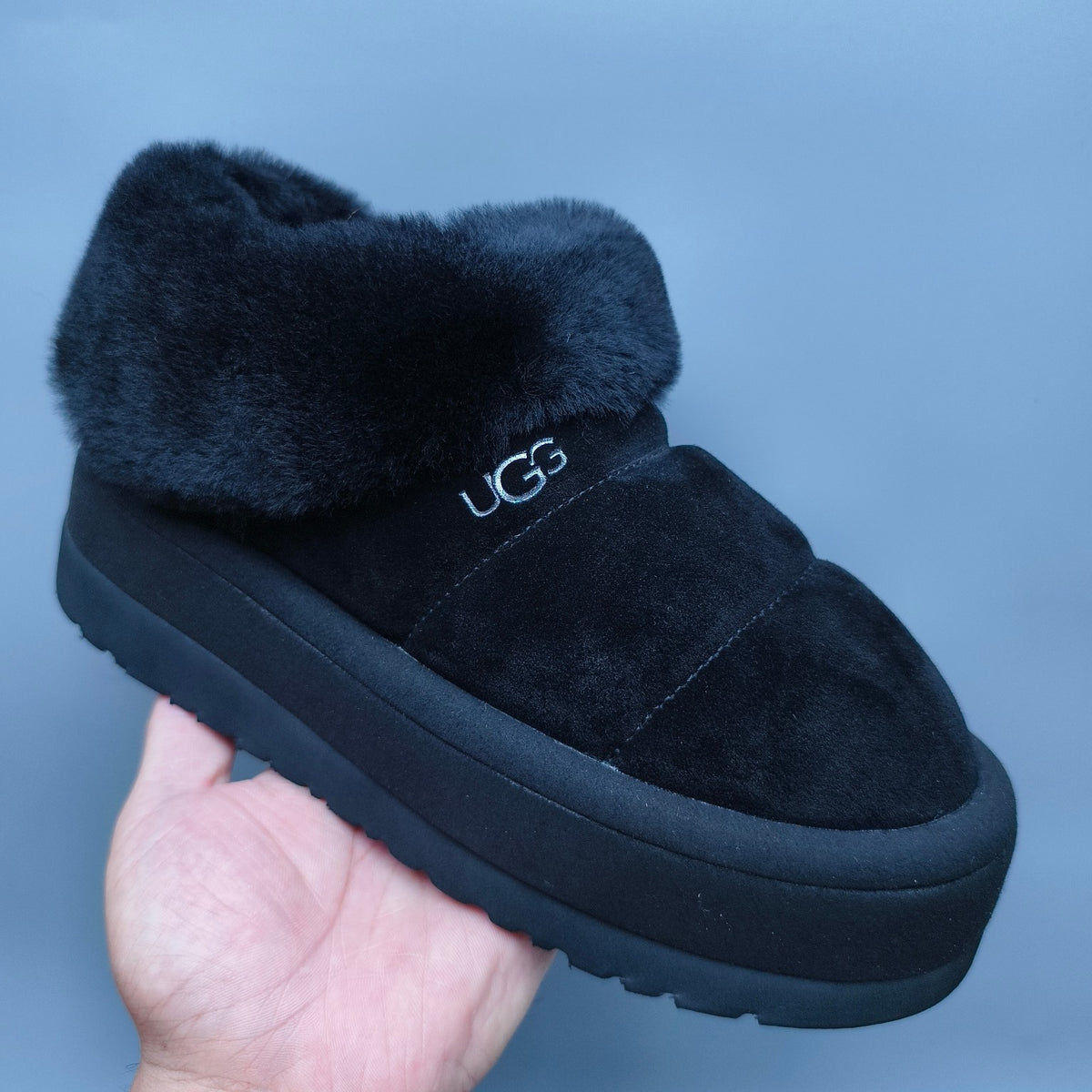 Black Platform Slip-On Casual Shoes - Style 6390