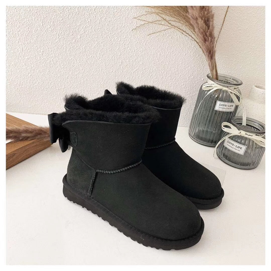 Black Bow-Detail Ankle Boots - Style 3130