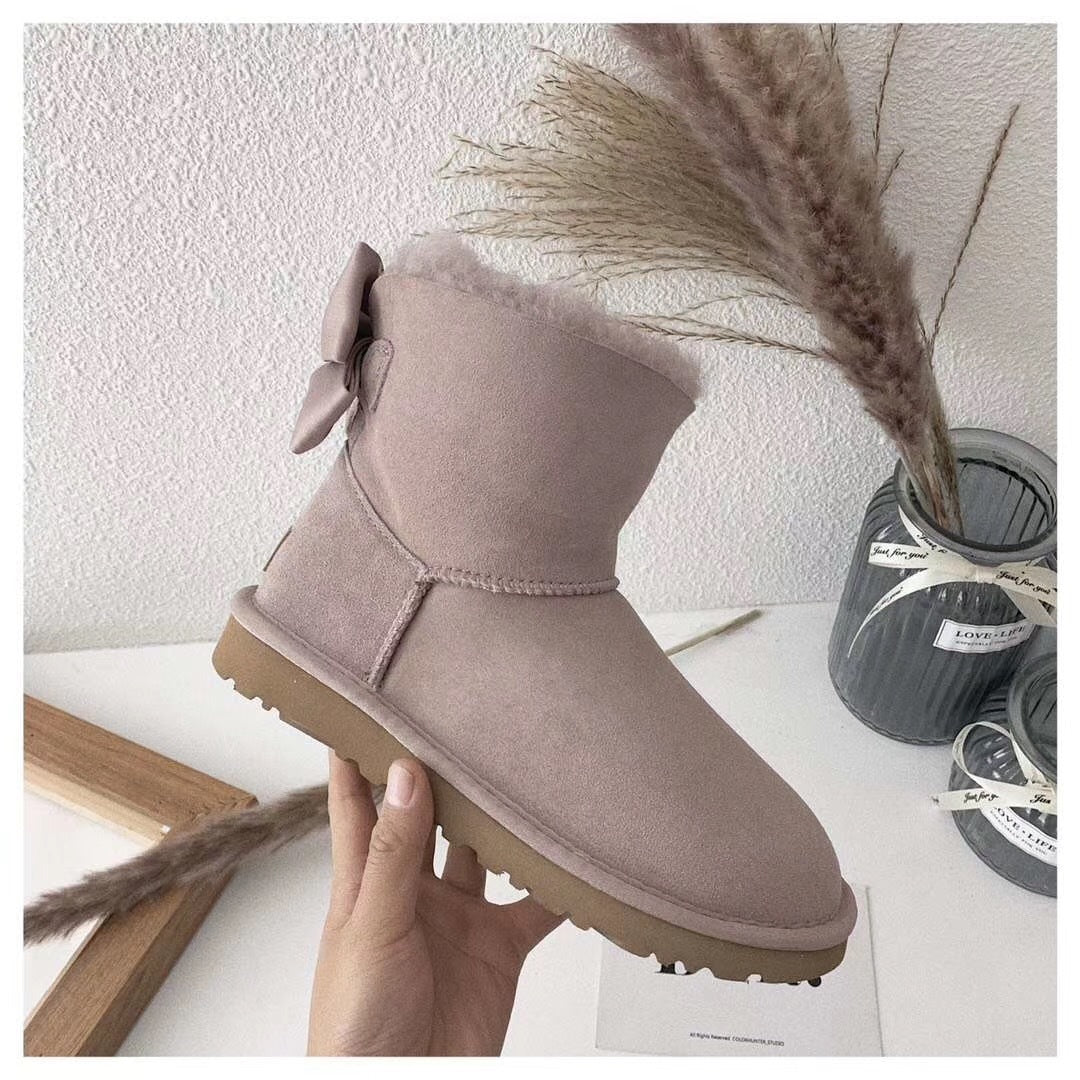 Dusk Pink Bow-Detail Ankle Boots - Style 3130