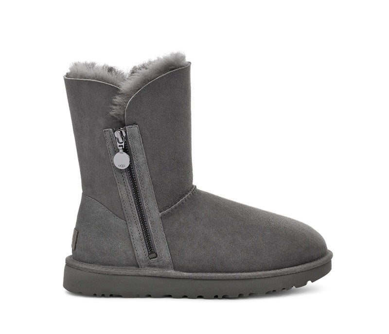 Gray Side-Zip Mid-Calf Boots - Style 2480