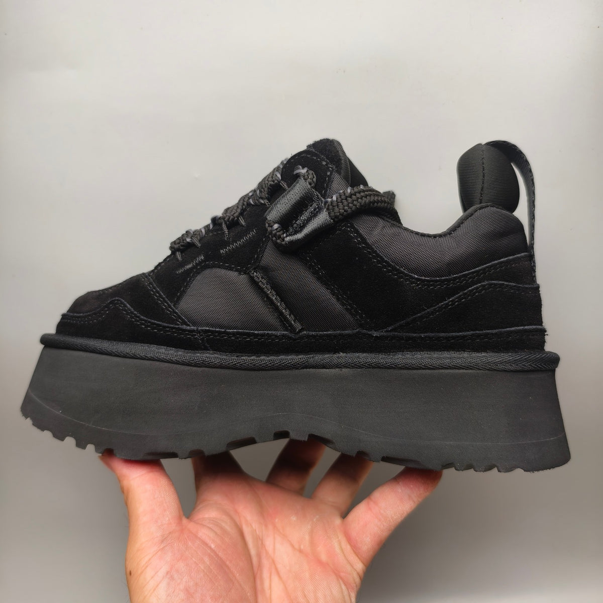 Black Chunky Platform Lace-Up Sneakers - Style 1541