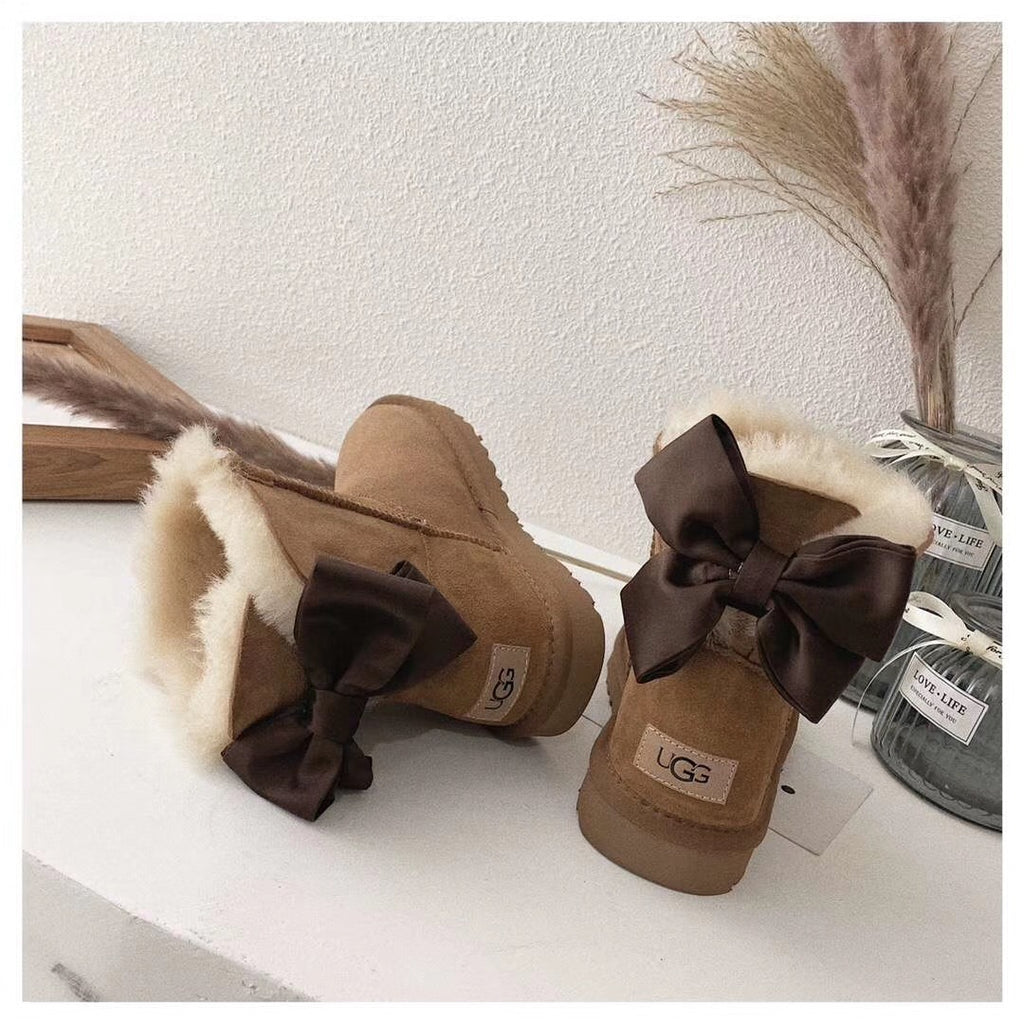 Chestnut Bow-Detail Ankle Boots - Style 3130