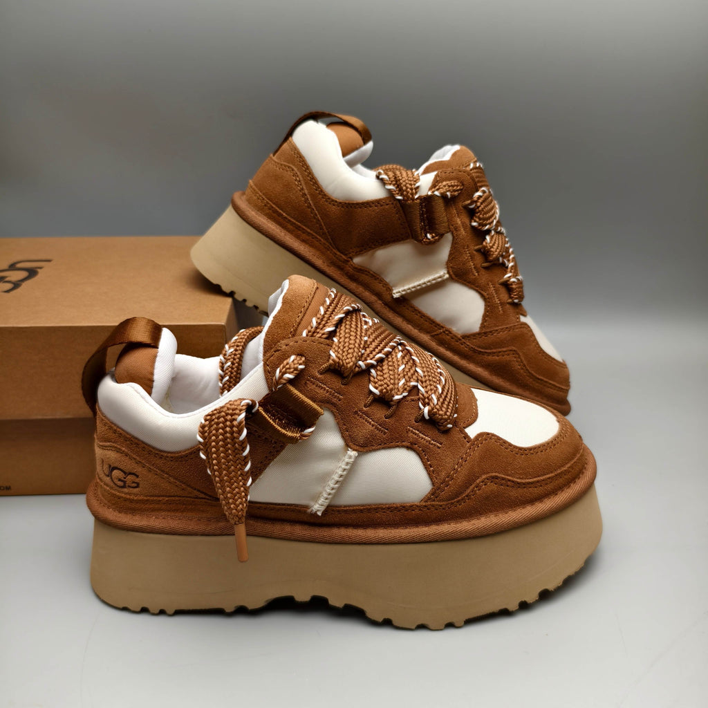 Chestnut Chunky Platform Lace-Up Sneakers - Style 1541