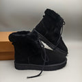 Black Lace-Up Mid-Calf Casual Boots - Style 4576
