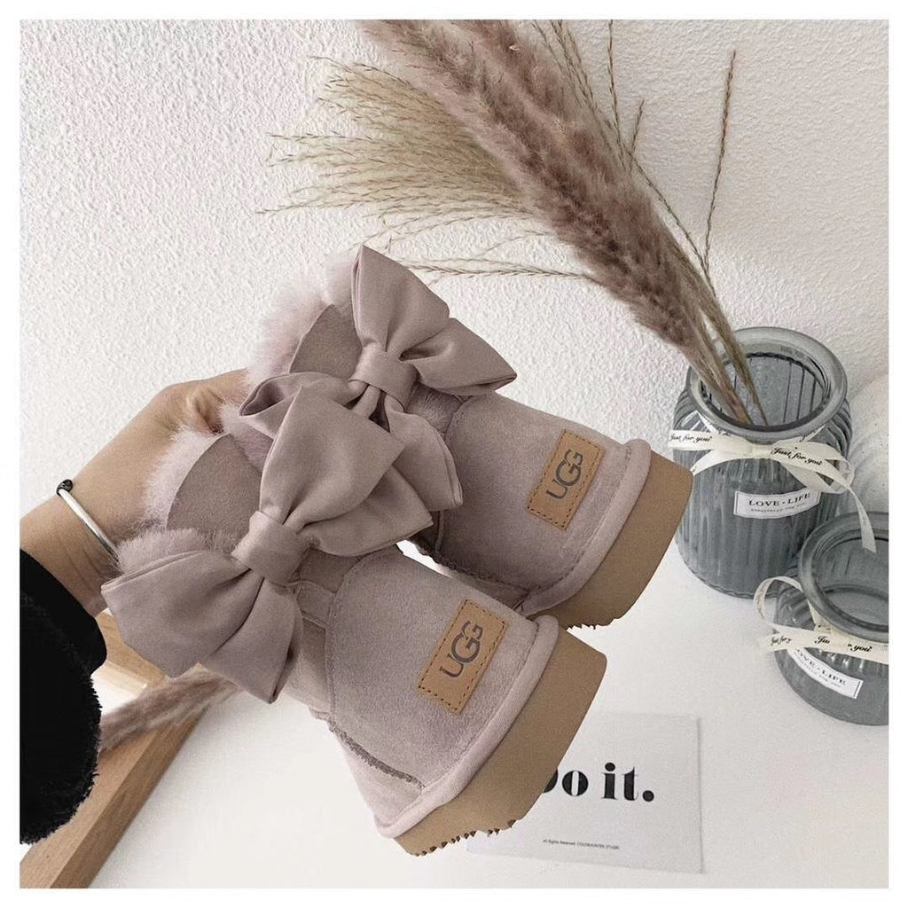 Dusk Pink Bow-Detail Ankle Boots - Style 3130