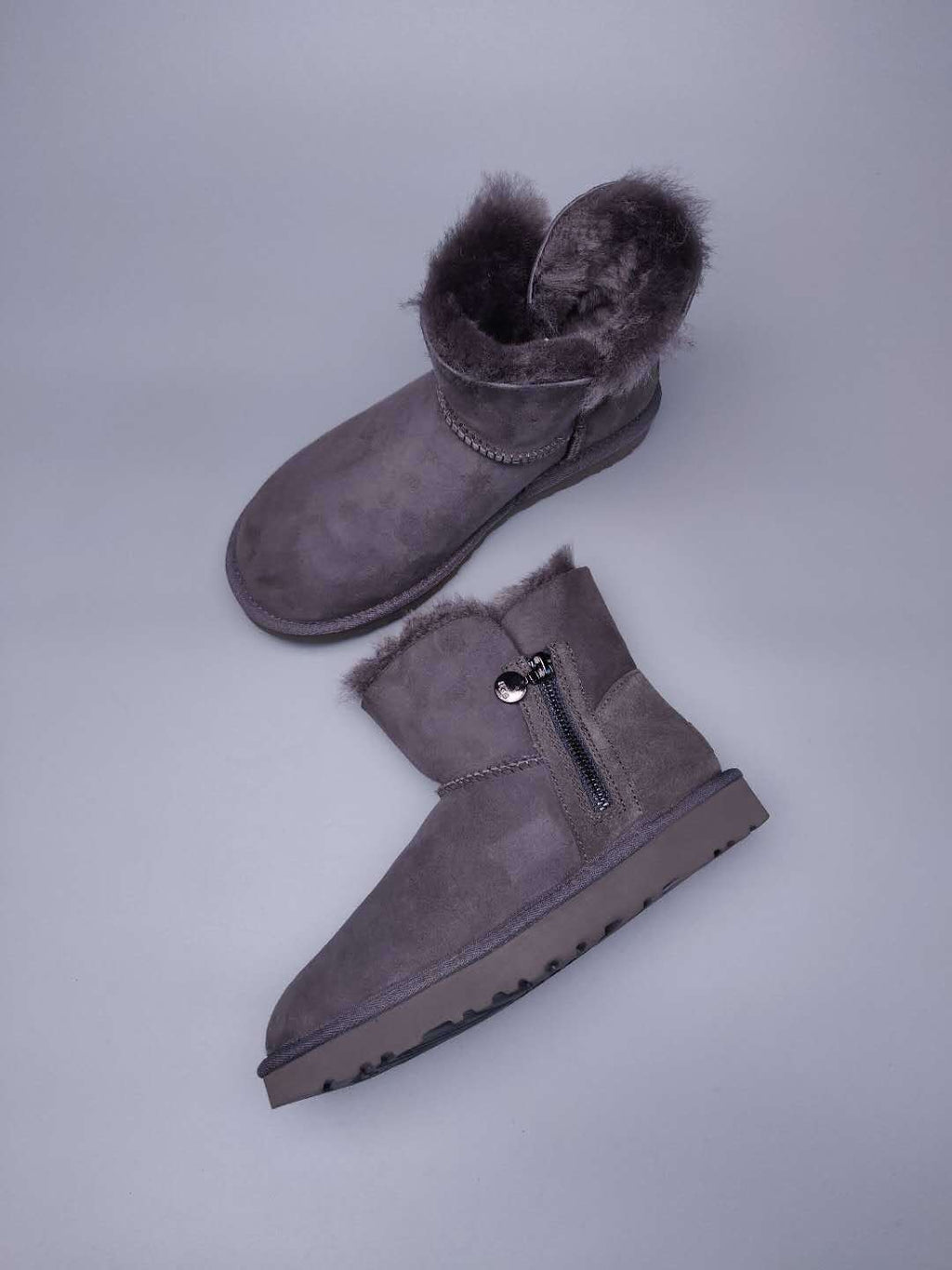 Gray Side-Zip Ankle Boots - Style 2481
