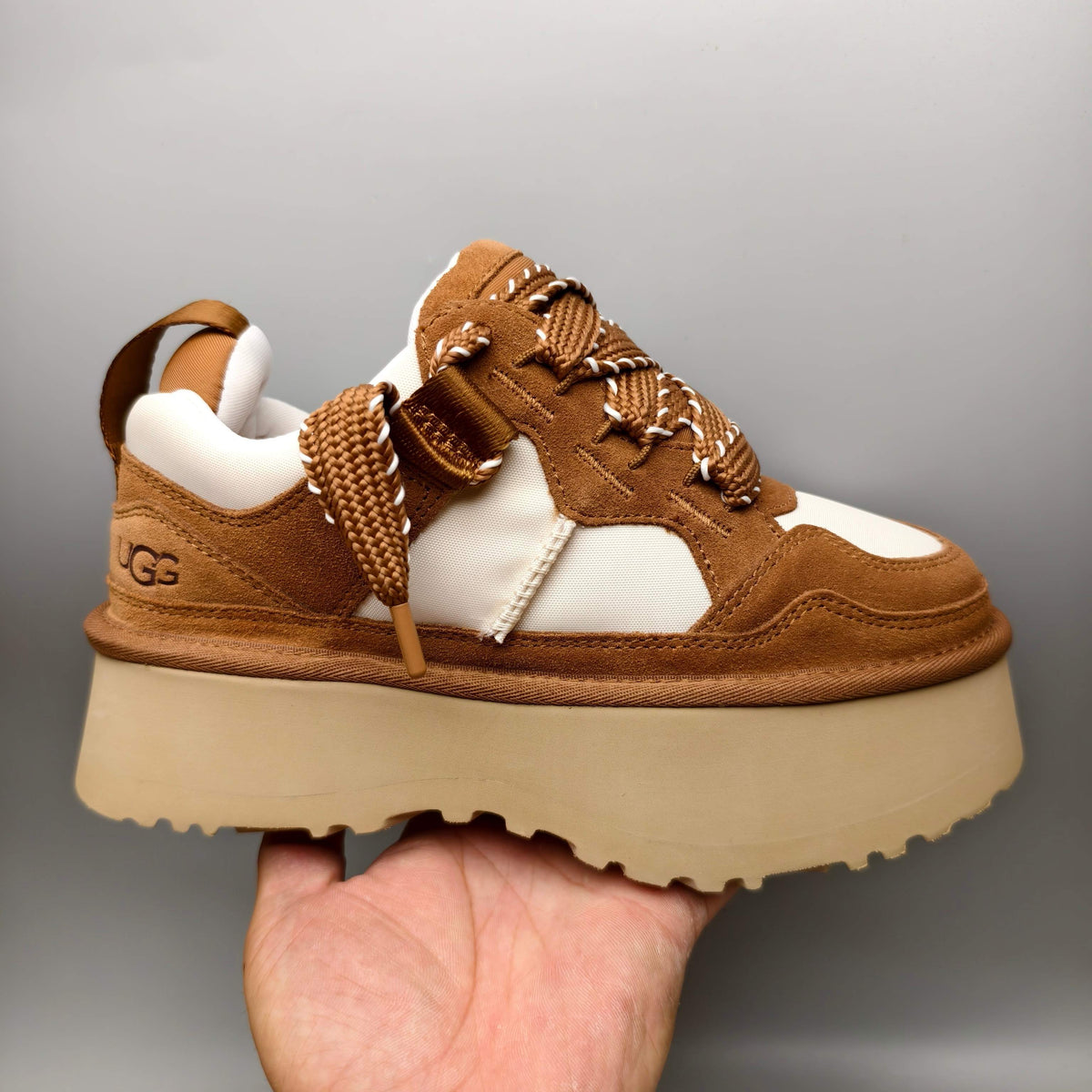 Chestnut Chunky Platform Lace-Up Sneakers - Style 1541