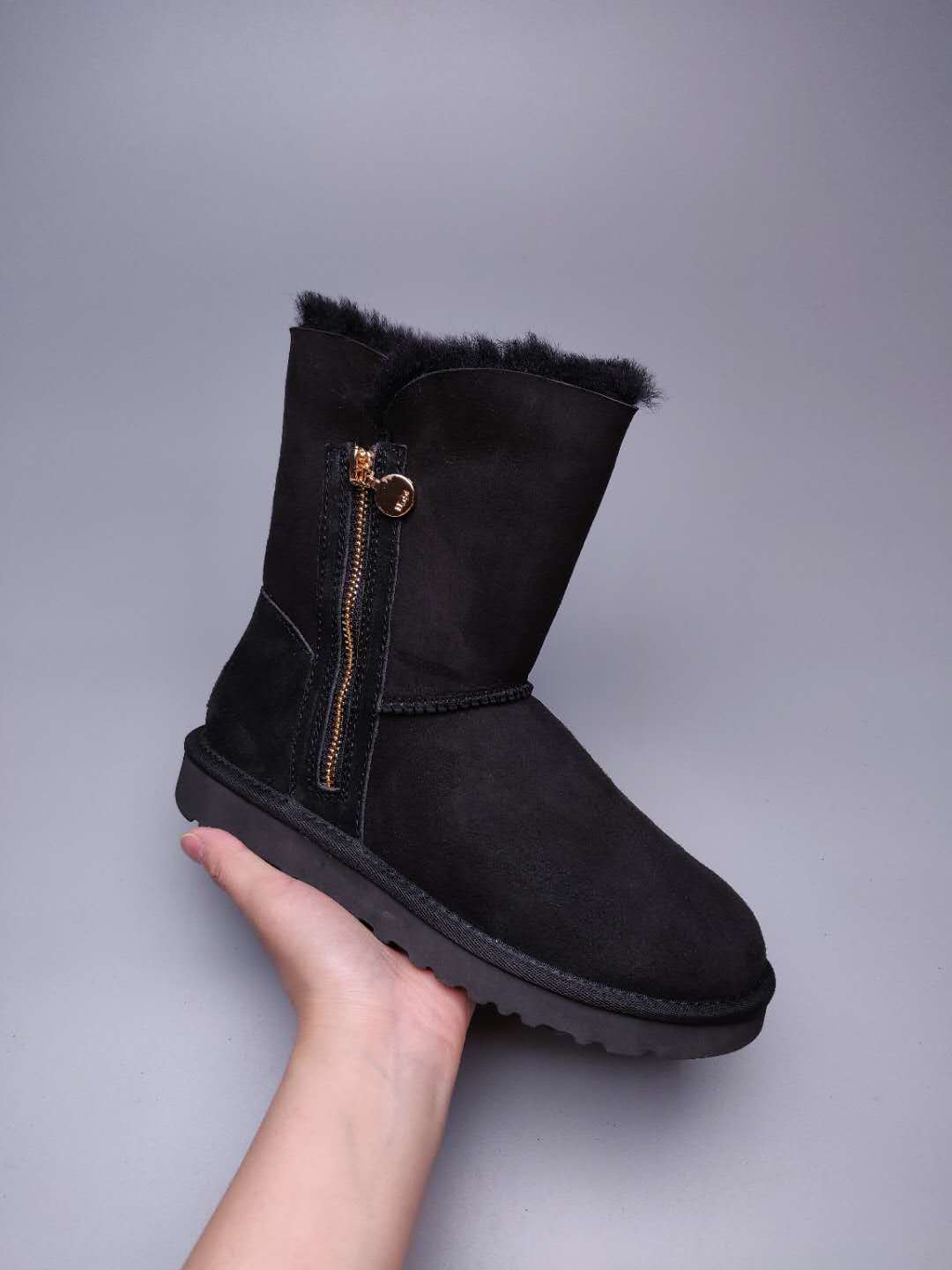 Black Side-Zip Mid-Calf Boots - Style 2480