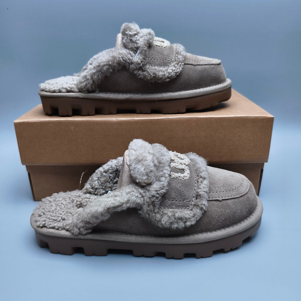 Antelope Brown Curly-Texture Logo Slippers | 1206
