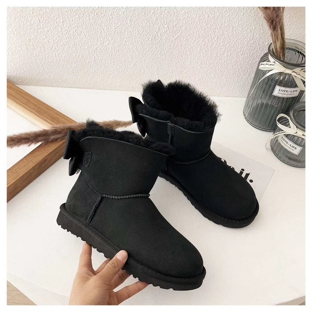 Black Bow-Detail Ankle Boots - Style 3130