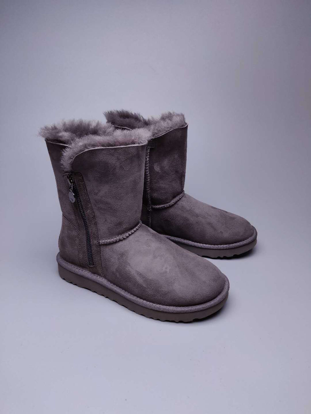 Gray Side-Zip Mid-Calf Boots - Style 2480