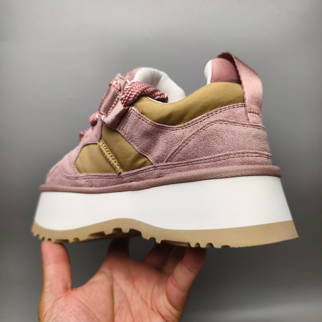 Pink Chunky Platform Lace-Up Sneakers - Style 1541