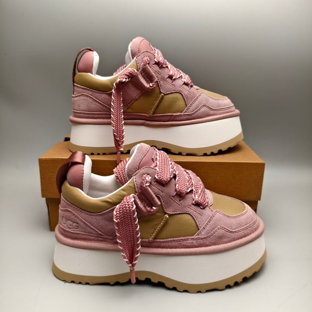 Pink Chunky Platform Lace-Up Sneakers - Style 1541