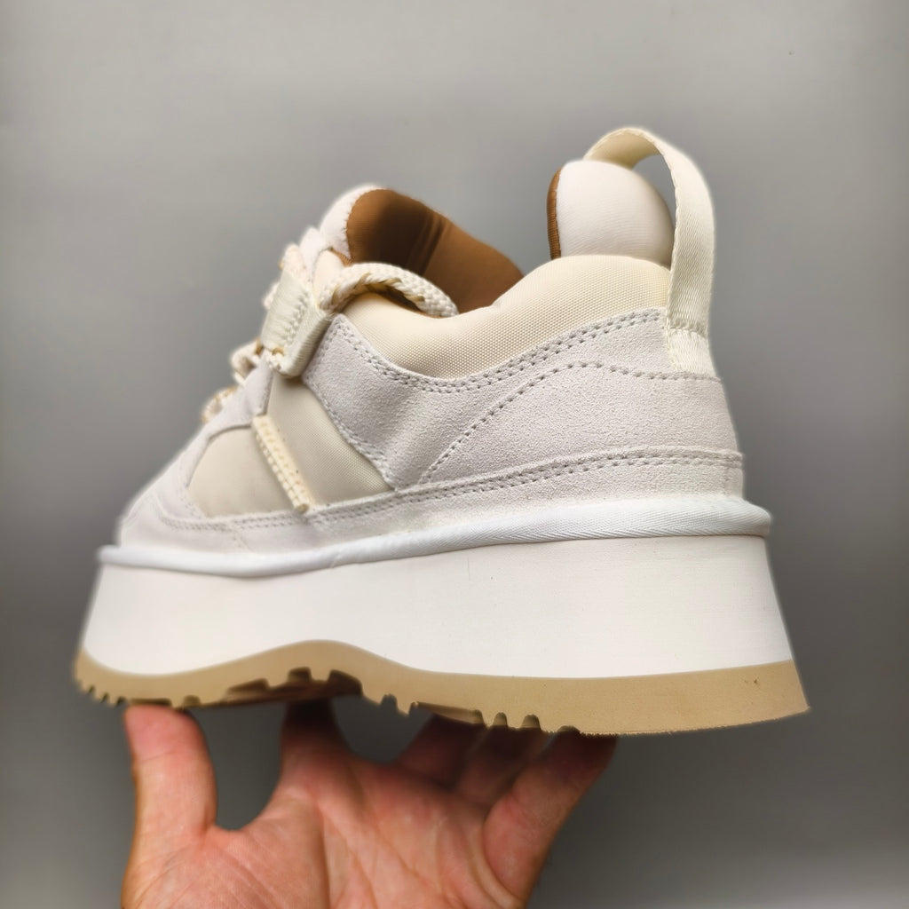 White Chunky Platform Lace-Up Sneakers - Style 1541