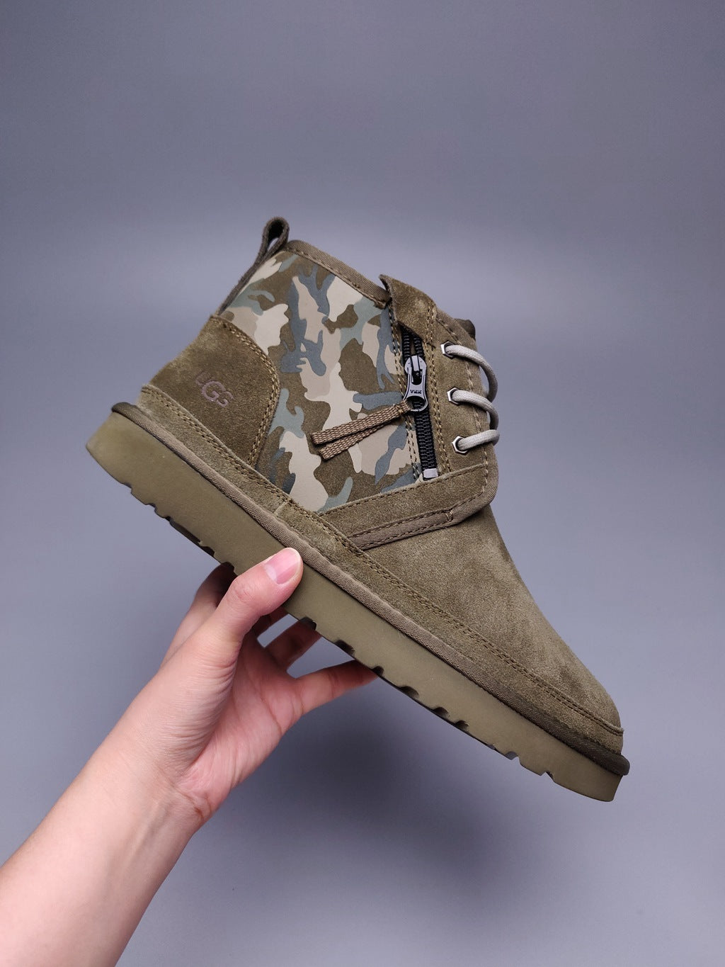 Men's Army Green Colorblock Camo Casual Shoes - Style 4193