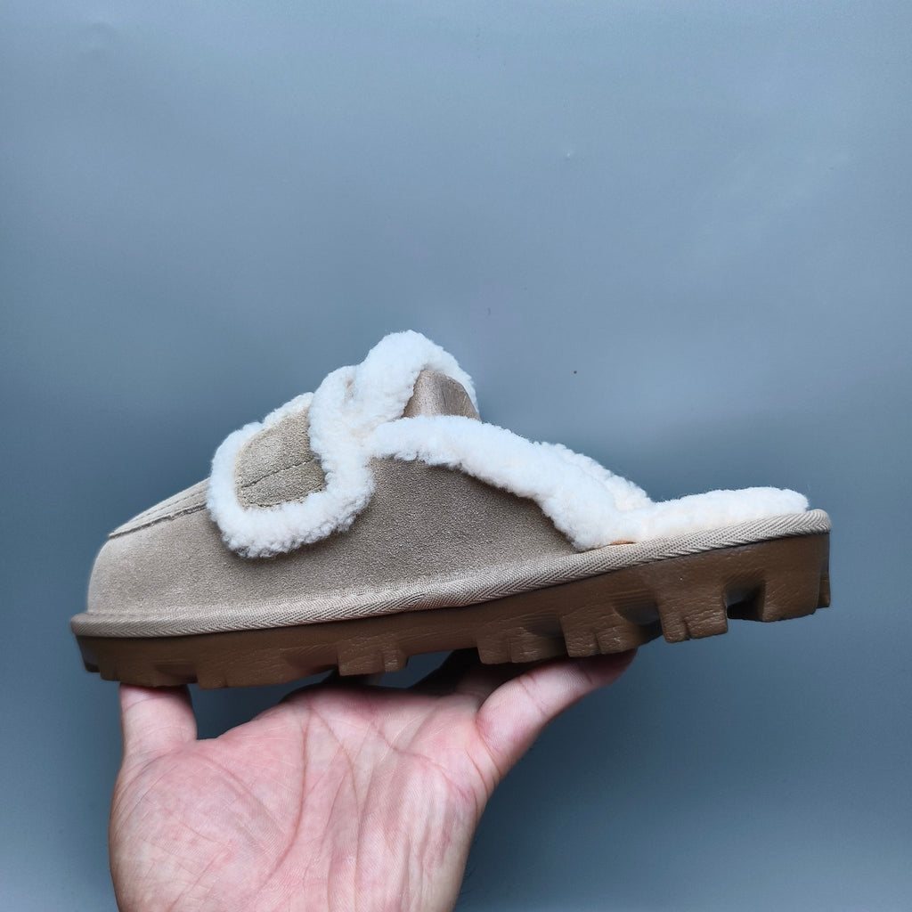 Sand Curly-Texture Logo Slippers | 1206