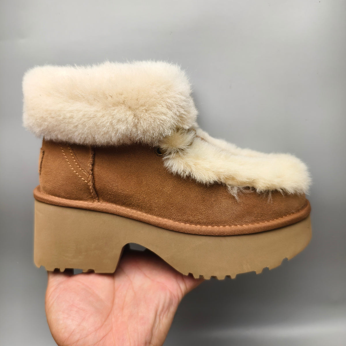 Esme Chestnut Lace-Up Wedge Ankle Boots - Style 1532