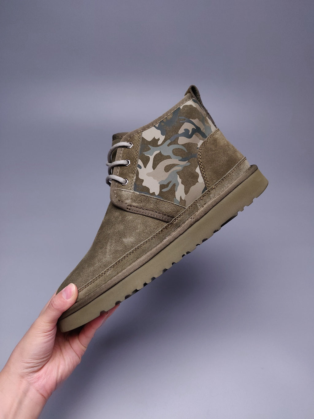 Men's Army Green Colorblock Camo Casual Shoes - Style 4193