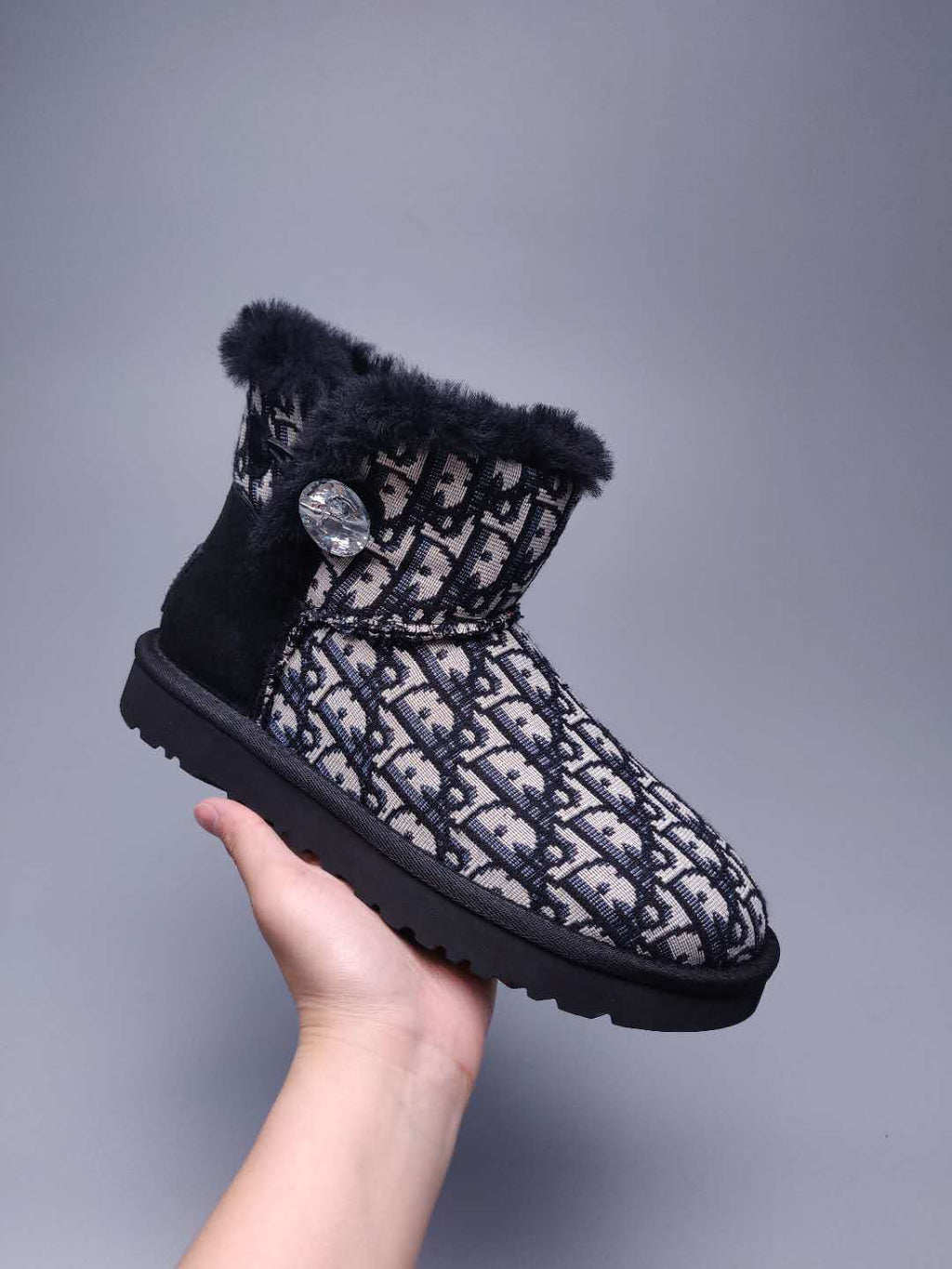 Black Fabric-Textured Footwear - Style 6554