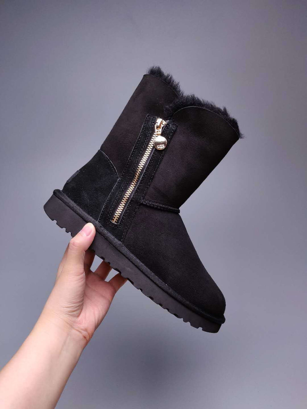 Black Side-Zip Mid-Calf Boots - Style 2480
