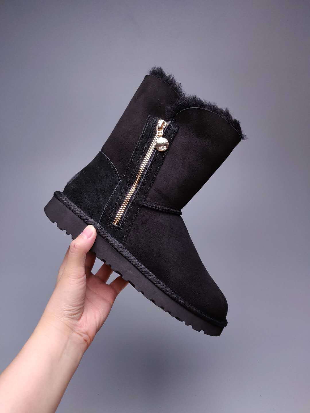 Black Side-Zip Mid-Calf Boots - Style 2480
