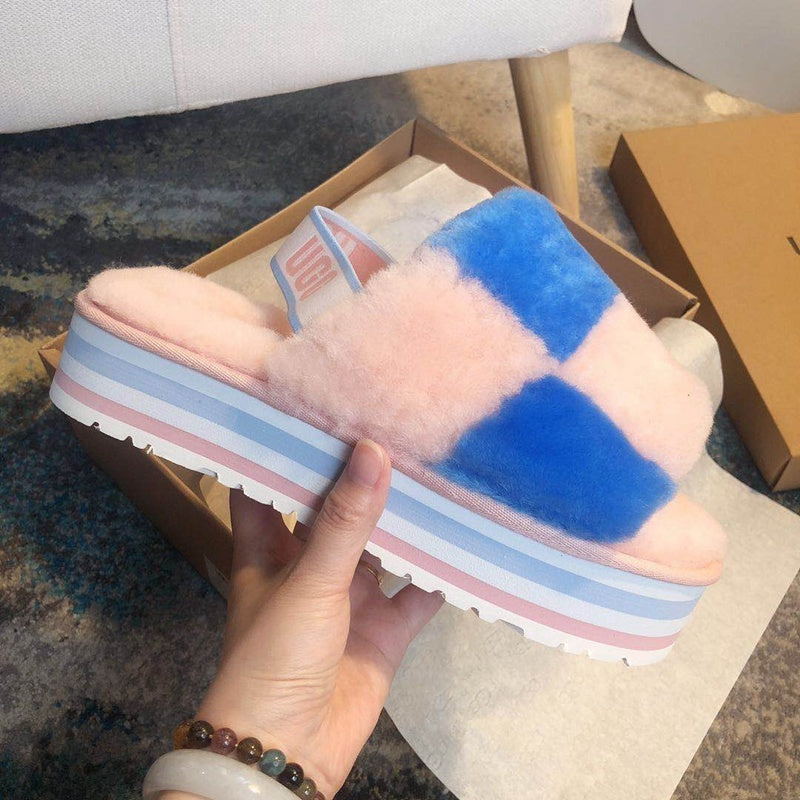 Pink Colorblock Platform Sandals - Style 3490