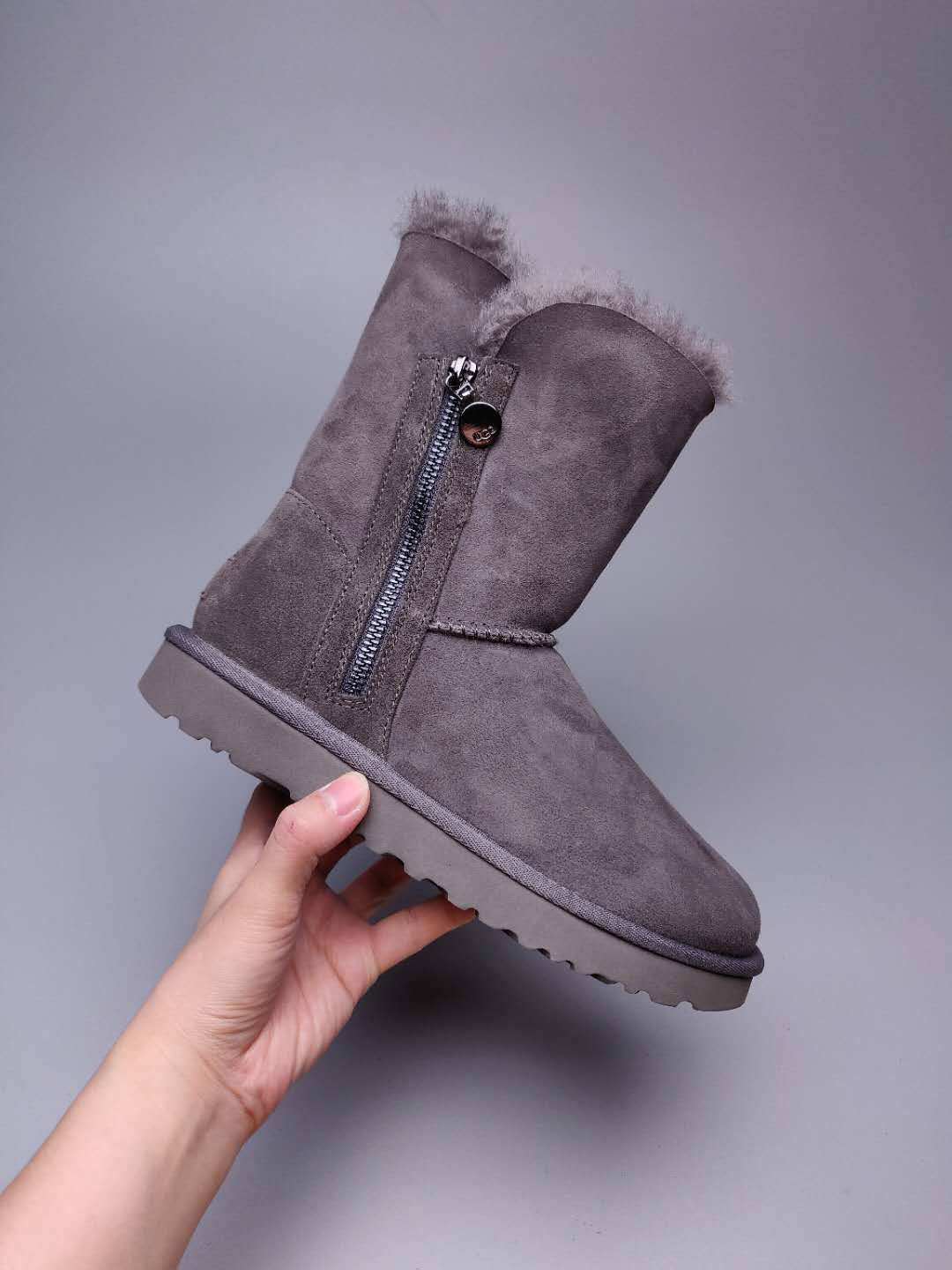 Gray Side-Zip Mid-Calf Boots - Style 2480