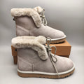 Gray Lace-Up Mid-Calf Casual Boots - Style 4576