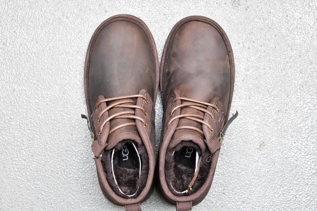 Men's Crazy Horse Leather Zip-Up Casual Shoes - Style 3883