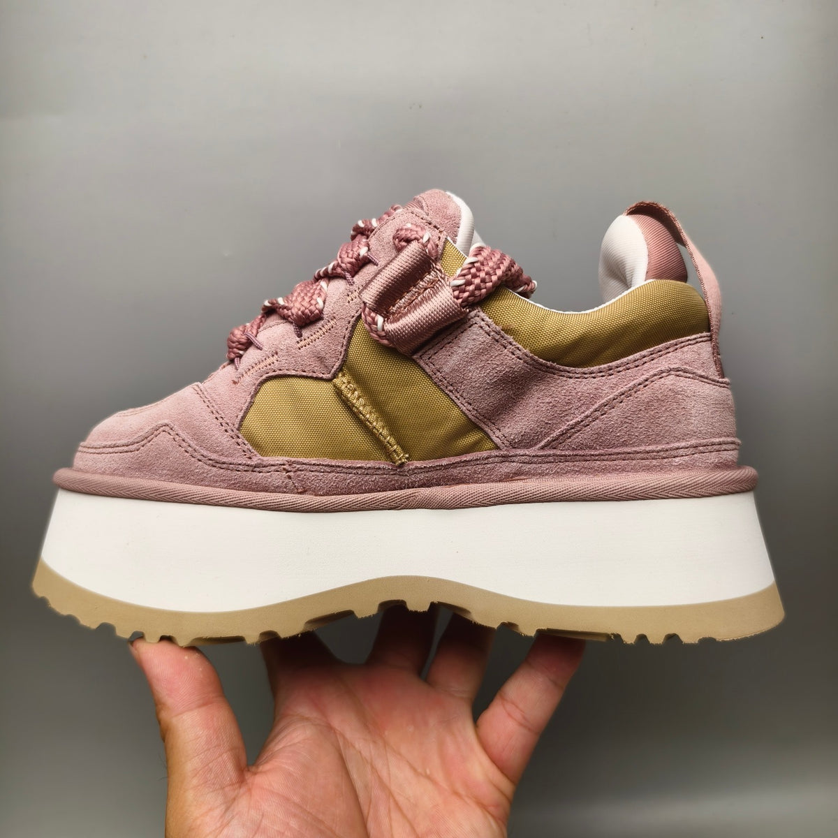 Pink Chunky Platform Lace-Up Sneakers - Style 1541