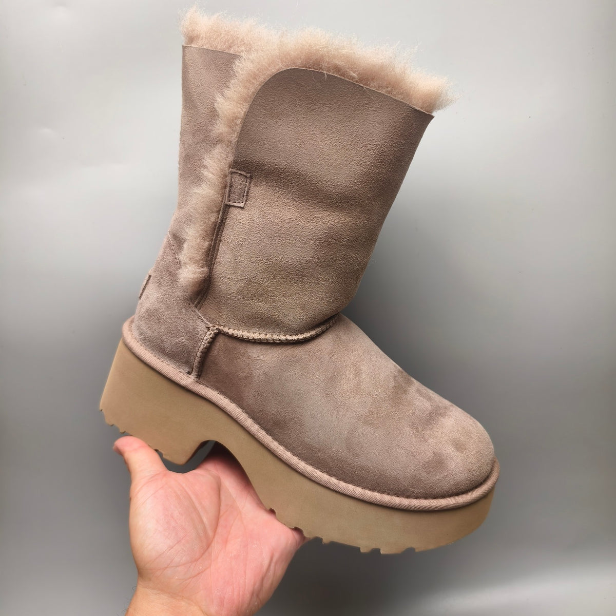Women's Walnut Platform Wedge Mid-Calf Boots - 1533