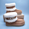Chestnut Curly-Textured Oversized-Logo Mid-Top Boots - Style 5410